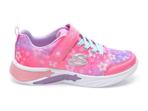 Pantofi sport SKECHERS roz, STAR SPARKS, din piele ecologica