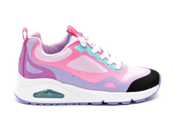 Pantofi sport SKECHERS roz, UNO, din material textil si piele ecologica