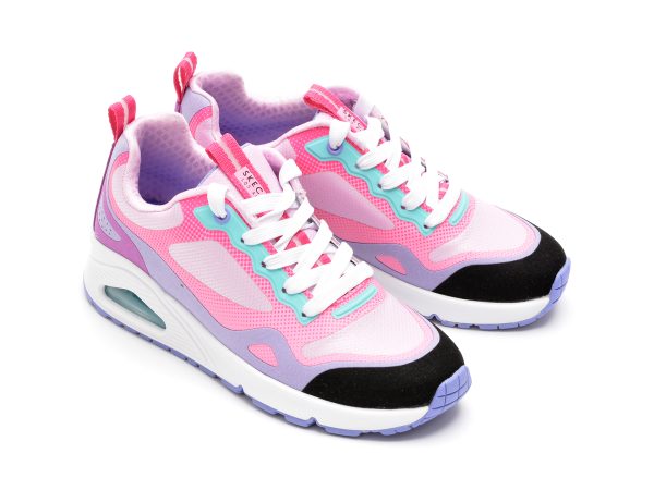 Pantofi sport SKECHERS roz, UNO, din material textil si piele ecologica