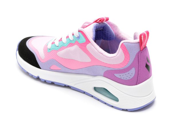 Pantofi sport SKECHERS roz, UNO, din material textil si piele ecologica