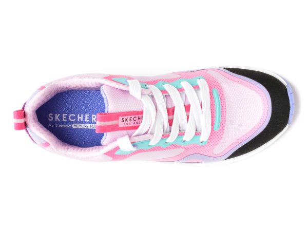 Pantofi sport SKECHERS roz, UNO, din material textil si piele ecologica