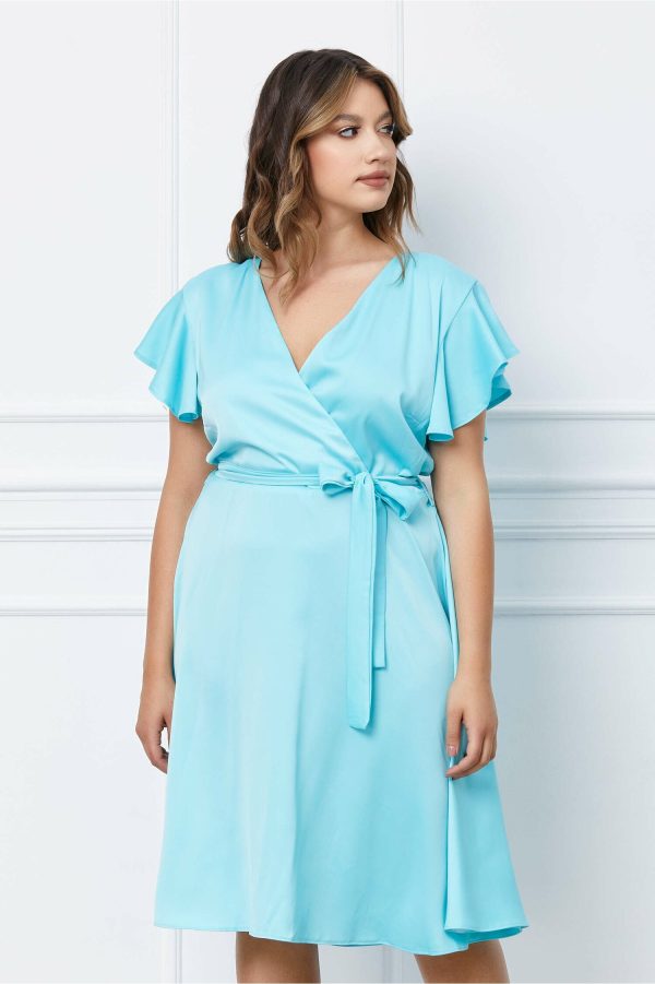 Rochie Adena bleu cu maneci tip fluture