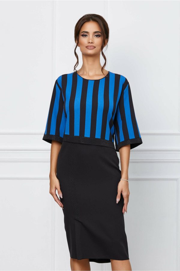 rochie-alexandra-neagra-cu-dungi-albastre-si-strasuri-1067274-861780-4.jpeg Rochie Alexandra neagra cu dungi albastre si strasuri