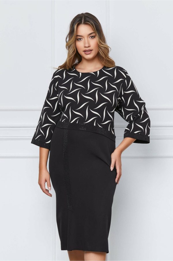 rochie-alexandra-neagra-cu-dungi-albe-si-strasuri-1072188-864894-4.jpeg Rochie Alexandra neagra cu dungi albe si strasuri
