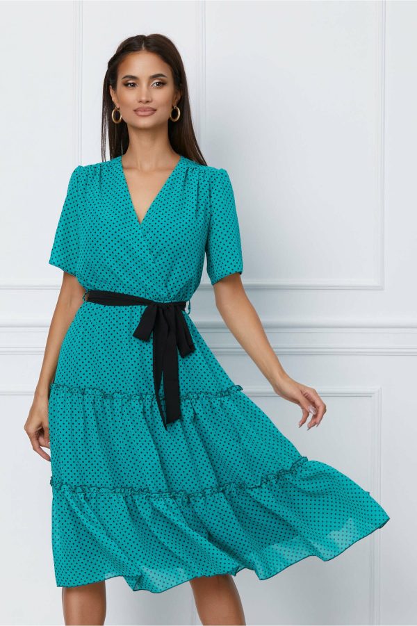 rochie-alisa-turcoaz-cu-buline-si-volane-pe-fusta-1061472-858483-4.jpeg Rochie Alisa turcoaz cu buline si volane pe fusta