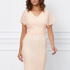 Rochie Anca roz piersica cu paiete