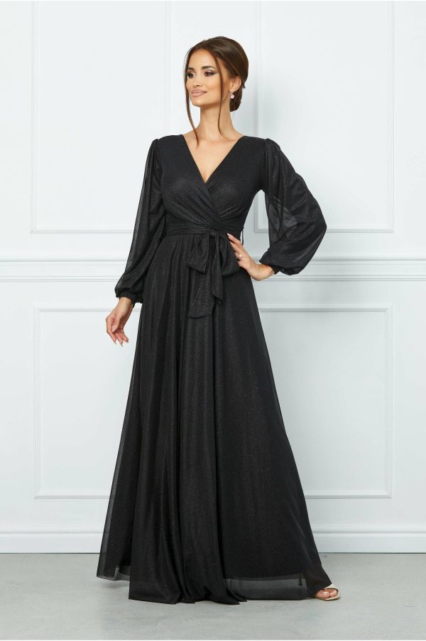 Rochie Andia lunga neagra cu glitter