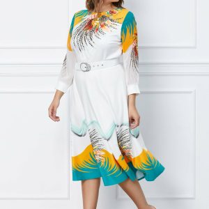 rochie-ariana-alba-cu-imprimeu-galben-turcoaz-si-curea-in-talie-1050492-849351-4.jpeg Rochie Ariana alba cu imprimeu galben-turcoaz si curea in talie