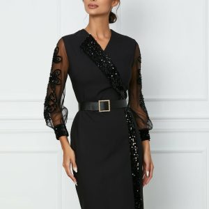 rochie-ariana-neagra-cu-paiete-si-curea-in-talie-1072479-867696-4.jpeg Rochie Ariana neagra cu paiete si curea in talie