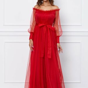 rochie-ariana-rosie-cu-umerii-goi-1051647-846657-4.jpeg Rochie Ariana rosie cu umerii goi