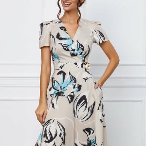 rochie-bethina-bej-cu-imprimeu-floral-si-aplicatie-metalica-in-zona-taliei-1067019-861225-4.jpeg Rochie Bethina bej cu imprimeu floral si aplicatie metalica in zona taliei