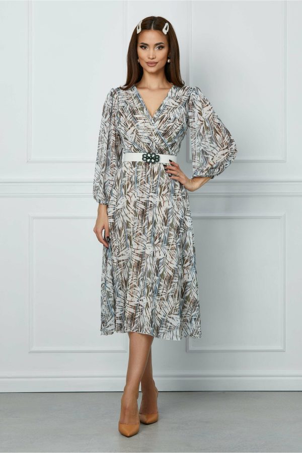 Rochie Carina colorata cu imprimeu floral alb