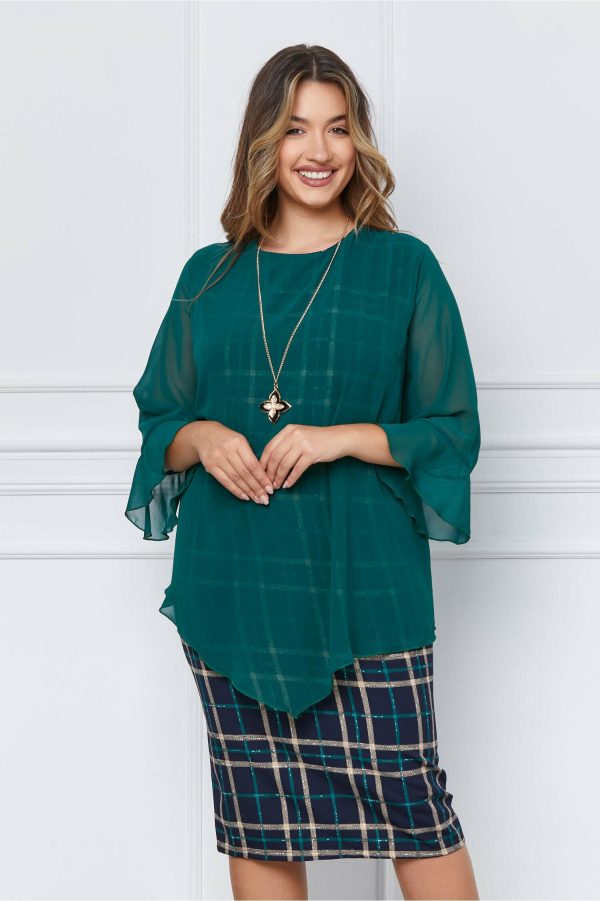 rochie-carolina-cu-voal-verde-si-fusta-bleumarin-cu-carouri-1070583-864489-4.jpeg Rochie Carolina cu voal verde si fusta bleumarin cu carouri