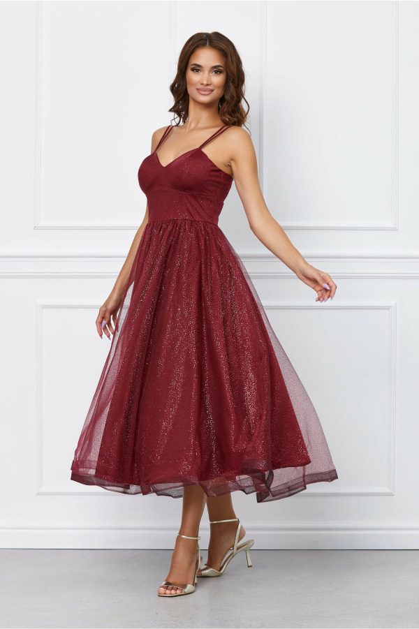 Rochie Claire bordo cu glitter