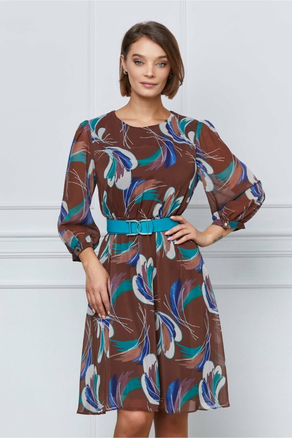 rochie-clara-maro-cu-imprimeuri-si-curea-turcoaz-1070949-865194-4.jpeg Rochie Clara maro cu imprimeuri si curea turcoaz