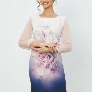 rochie-clara-roz-cu-imprimeu-floral-si-degrade-1000746-808275-4.jpeg Rochie Clara roz cu imprimeu floral si degrade