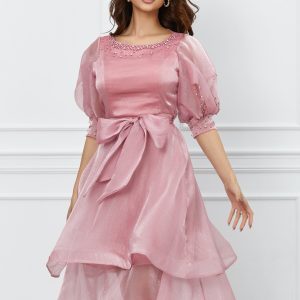 rochie-cleo-roz-cu-pietricele-si-maneci-scurte-despicate-1027773-829893-4.jpeg Rochie Cleo roz cu pietricele si maneci scurte despicate