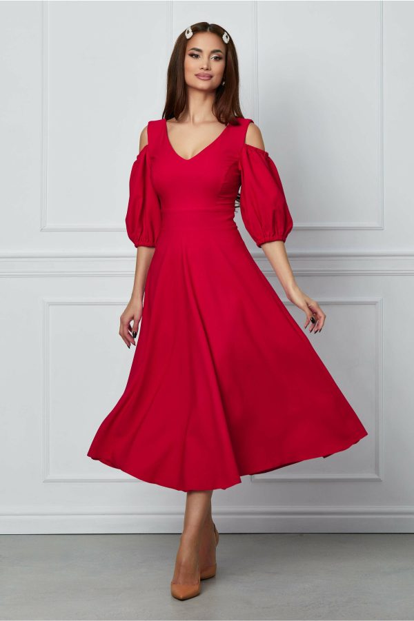 rochie-dalia-rosie-cu-maneci-trei-sferturi-si-decupaj-la-umeri-1023270-825387-4.jpeg Rochie Dalia rosie cu maneci trei sferturi si decupaj la umeri