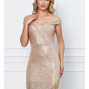 Rochie Daria sampanie din paiete fara maneci