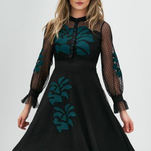 rochie-denisa-neagra-cu-aplicatie-florala-verde-990453-799926-4.jpeg Rochie Denisa neagra cu aplicatie florala verde