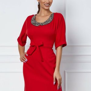 rochie-denma-rosie-cu-accesoriu-la-gat-1042083-842196-4.jpeg Rochie Denma rosie cu accesoriu la gat