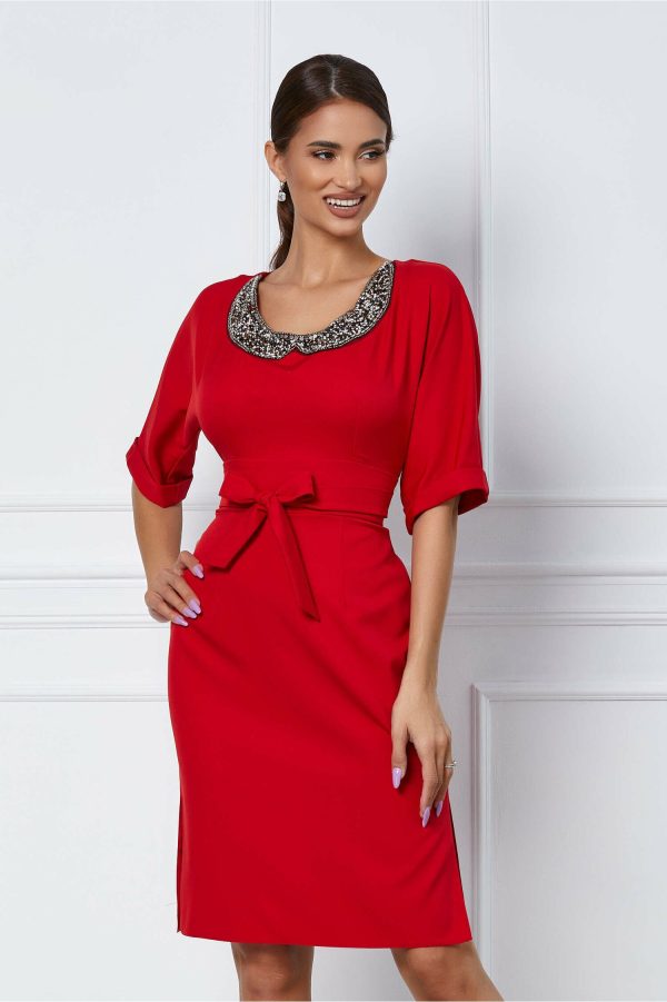 rochie-denma-rosie-cu-accesoriu-la-gat-1042083-842196-4.jpeg Rochie Denma rosie cu accesoriu la gat