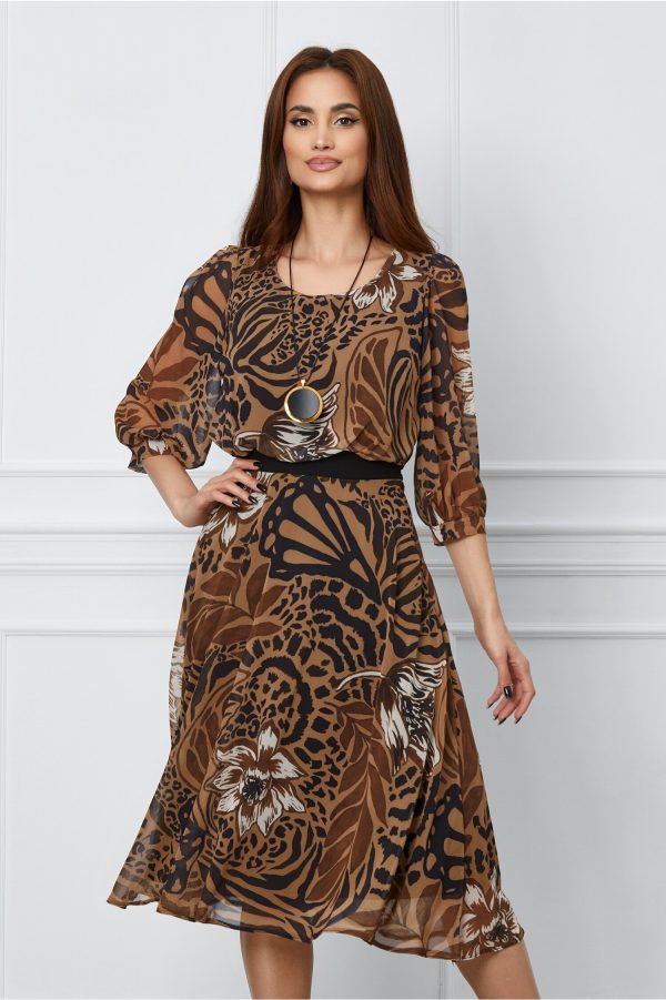 Rochie Dora maro cu imprimeu divers