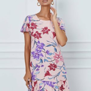 rochie-dora-roz-cu-imprimeu-lila-bordo-1056402-853596-4.jpeg Rochie Dora roz cu imprimeu lila bordo