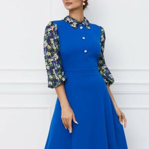 rochie-dy-fashion-albastra-cu-imprimeu-pe-maneci-si-nasturi-la-bust-1068945-863781-4.jpeg Rochie Dy Fashion albastra cu imprimeu pe maneci si nasturi la bust