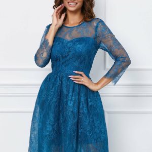 Rochie Dy Fashion albastra din dantela