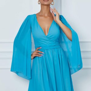 rochie-dy-fashion-bleu-clos-cu-maneci-lejere-din-voal-1057185-855255-4.jpeg Rochie DY Fashion bleu clos cu maneci lejere din voal