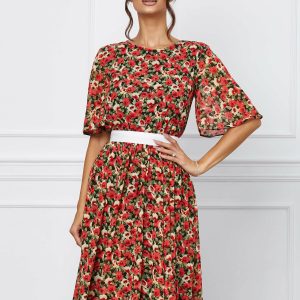 rochie-dy-fashion-cu-flori-rosii-si-cordon-in-talie-1065708-860970-4.jpeg Rochie Dy Fashion cu flori rosii si cordon in talie