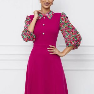 rochie-dy-fashion-fucsia-cu-imprimeu-pe-maneci-si-nasturi-la-bust-1068897-863751-4.jpeg Rochie Dy Fashion fucsia cu imprimeu pe maneci si nasturi la bust