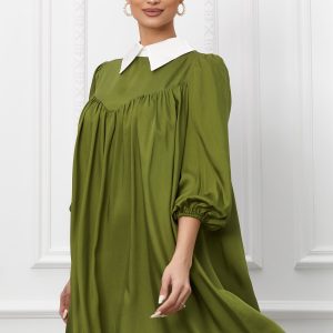 rochie-dy-fashion-kaki-cu-guler-ascutit-1018917-819426-4.jpeg Rochie Dy Fashion kaki cu guler ascutit