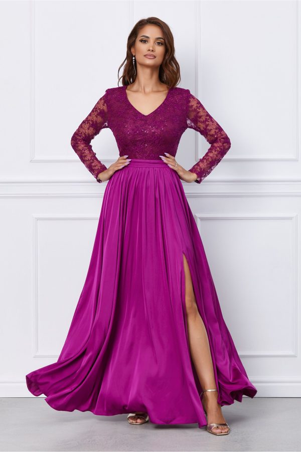 Rochie Dy Fashion magenta cu dantela la bust