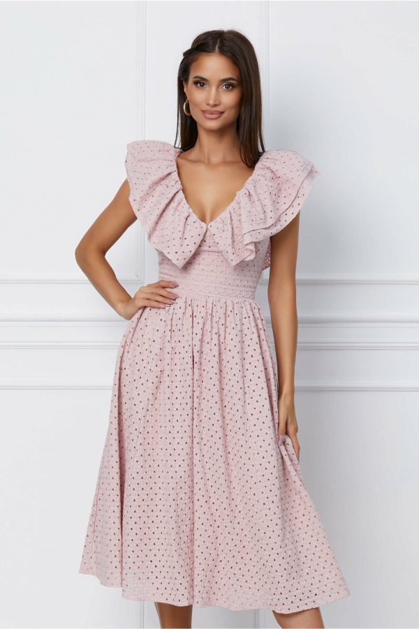 rochie-dy-fashion-midi-roz-cu-motive-florale-si-volane-la-bust-1062345-858318-4.jpeg Rochie Dy Fashion midi roz cu motive florale si volane la bust