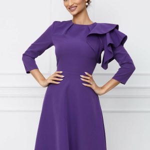 Rochie Dy Fashion mov cu volan pe umar