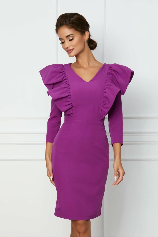 Rochie Dy Fashion mov cu volane maxi pe bust
