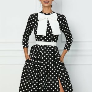 rochie-dy-fashion-neagra-cu-buline-albe-si-funda-la-bust-1076433-866355-4.jpeg Rochie Dy Fashion neagra cu buline albe si funda la bust