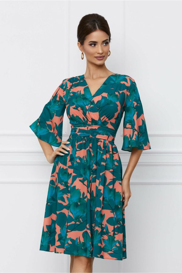 rochie-dy-fashion-orange-cu-imprimeu-verde-1069461-862560-4.jpeg Rochie Dy Fashion orange cu imprimeu verde