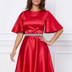 rochie-dy-fashion-rosie-cu-maneci-largi-si-talie-accesorizata-1053741-848367-4.jpeg Rochie Dy Fashion rosie cu maneci largi si talie accesorizata