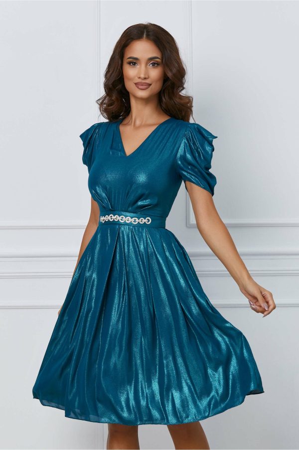 rochie-dy-fashion-turcoaz-cu-accesoriu-in-talie-1064805-859254-4.jpeg Rochie Dy Fashion turcoaz cu accesoriu in talie