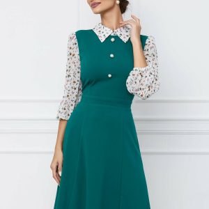 rochie-dy-fashion-verde-cu-imprimeu-pe-maneci-si-nasturi-la-bust-1068849-863706-4.jpeg Rochie Dy Fashion verde cu imprimeu pe maneci si nasturi la bust