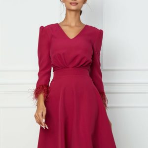 rochie-dyfashion-magenta-cu-pene-la-maneci-1076361-866745-4.jpeg Rochie DyFashion magenta cu pene la maneci