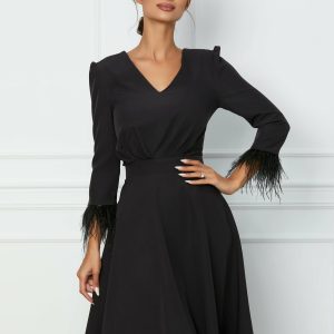 rochie-dyfashion-neagra-cu-pene-la-maneci-1076337-866760-4.jpeg Rochie DyFashion neagra cu pene la maneci