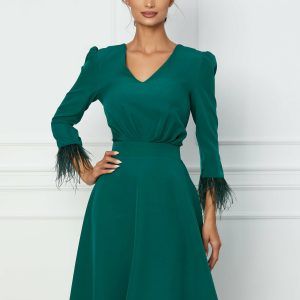 rochie-dyfashion-verde-cu-pene-la-maneci-1076409-866715-4.jpeg Rochie DyFashion verde cu pene la maneci
