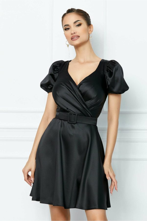 Rochie Elbise neagra clos din satin