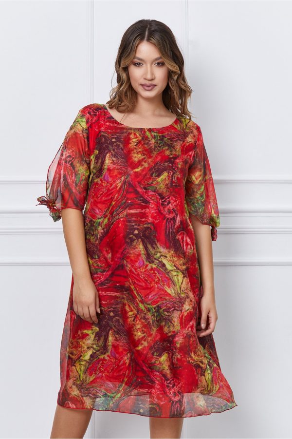 rochie-eliana-rosie-din-voal-cu-imprimeu-verde-1054539-852438-4.jpeg Rochie Eliana rosie din voal cu imprimeu verde