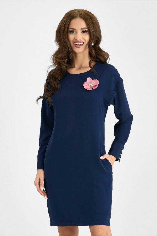 rochie-elisa-bleumarin-cu-buzunare-si-orhidee-la-bust-992178-801066-4.jpeg Rochie Elisa bleumarin cu buzunare si orhidee la bust