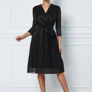 Rochie Ella Collection Argentina neagra cu fir lurex stralucitor